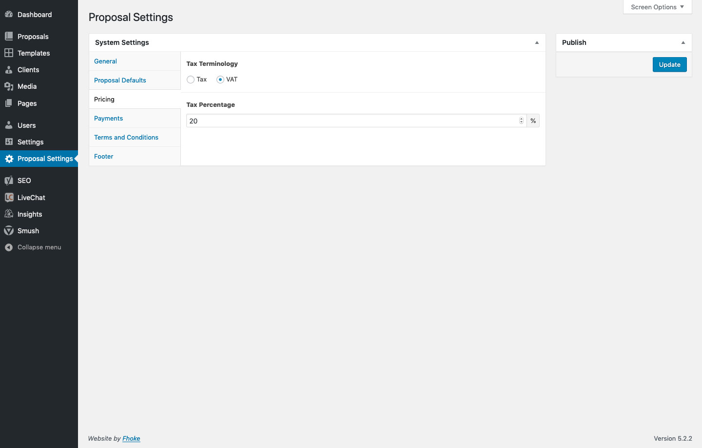 Proposal Settings